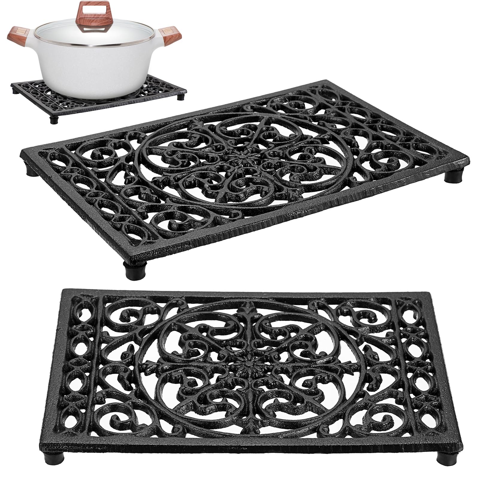 Cast Iron Teapot - Rechthoek gietijzeren onderzetter Hittebestendig ijzeren onderzetter