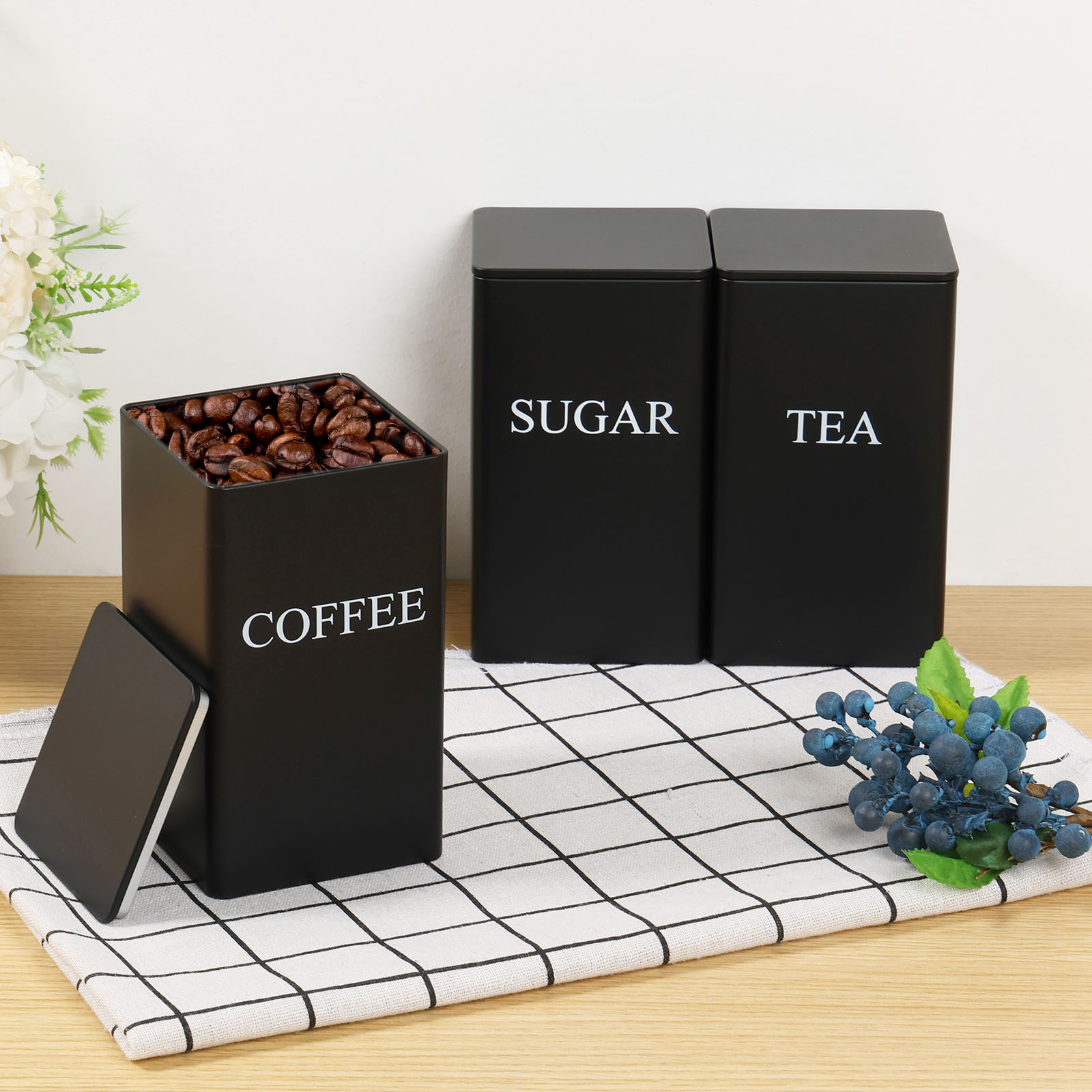 Coffee Tea Canister Set - 3 Stuks Koffieboon Opslagbussen Thee Suiker