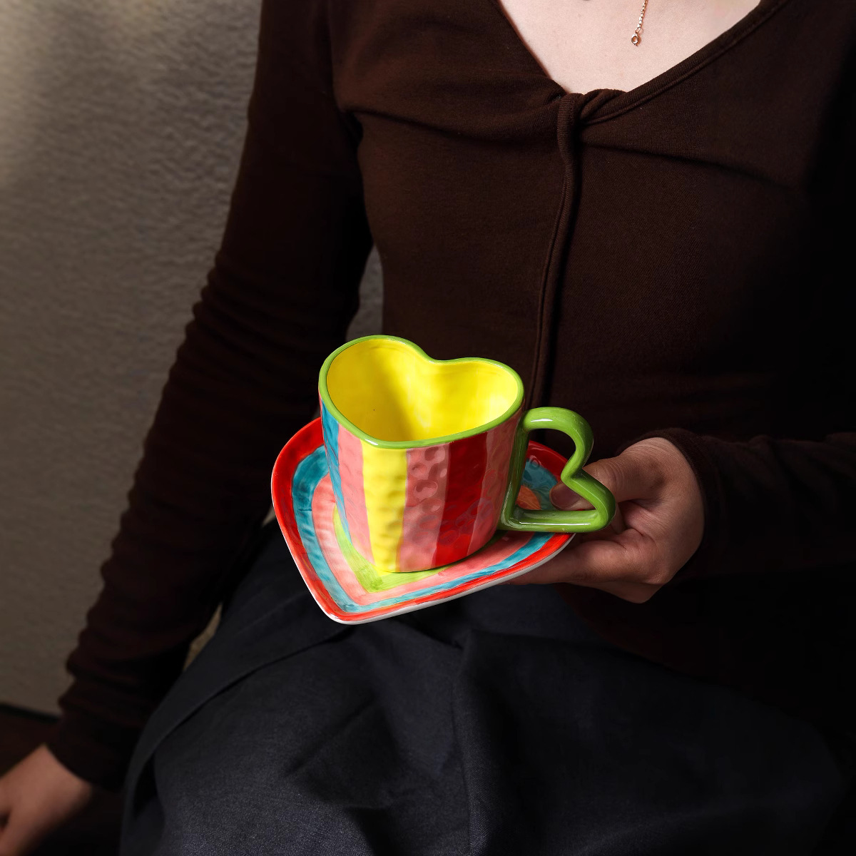 Coffee Tea Festival - Rainbow Love Cup Plate Home Creatief