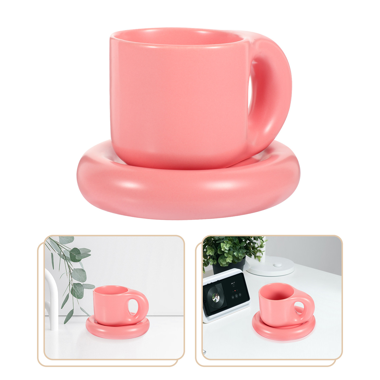 Coffee Tea Hot - Keramisch koffiekopjesset met schoteltje voor warme