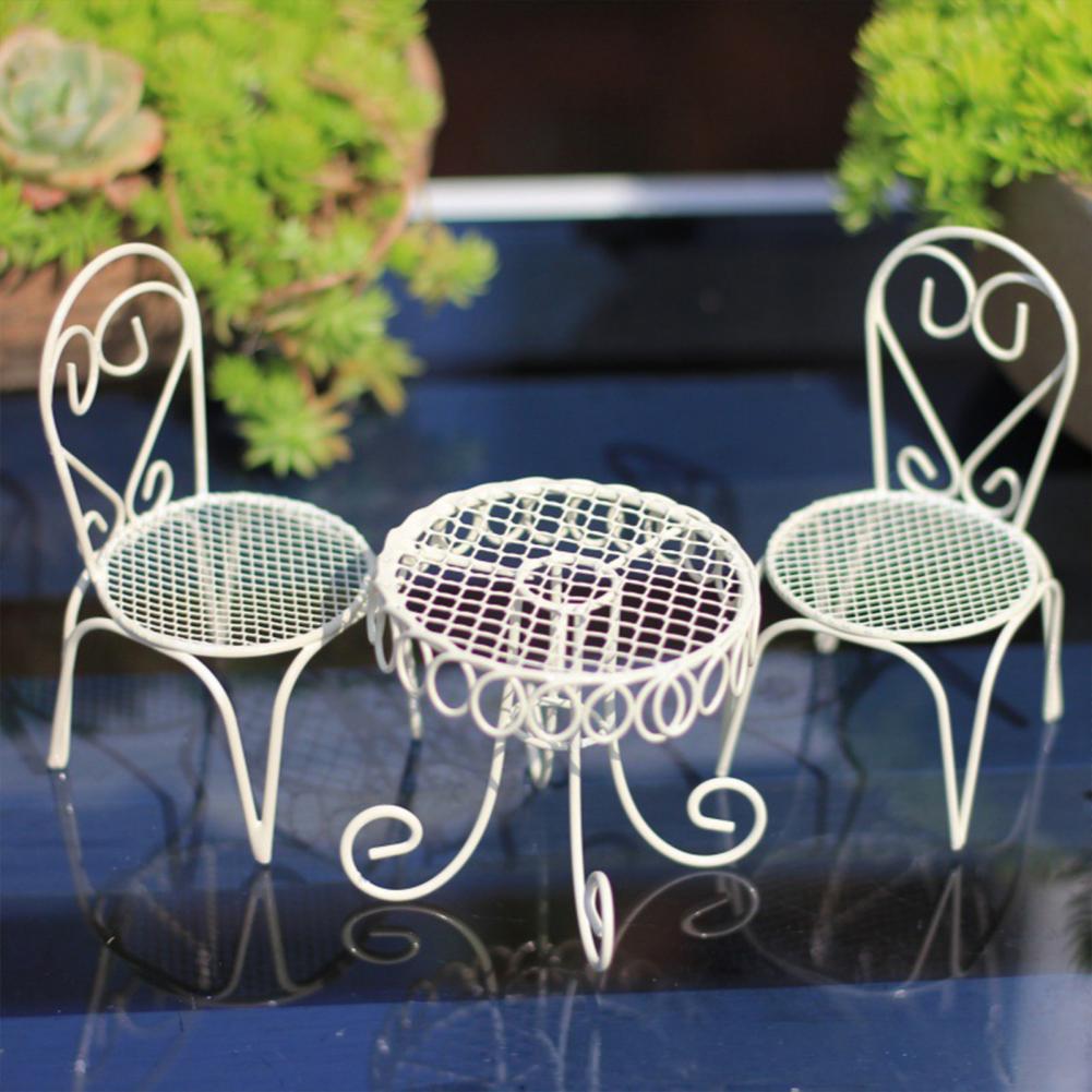 Coffee Tea Garden - Poppenhuis miniatuur bistrotafel/stoelen/strand metalen 1:12 schaalminiaturen,