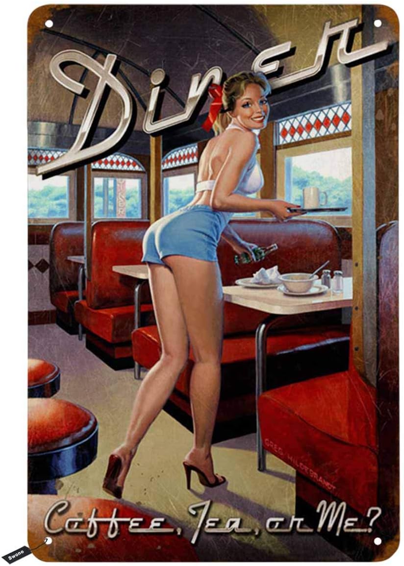 Coffee Tea Me - Swono Dinner Tin Borden, Pin-up Girl