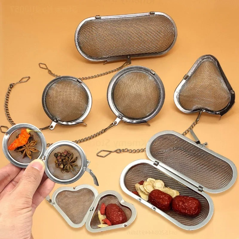 Coffee Tea Infuser - Roestvrijstalen ovale hartvormige theezeef met ketting,