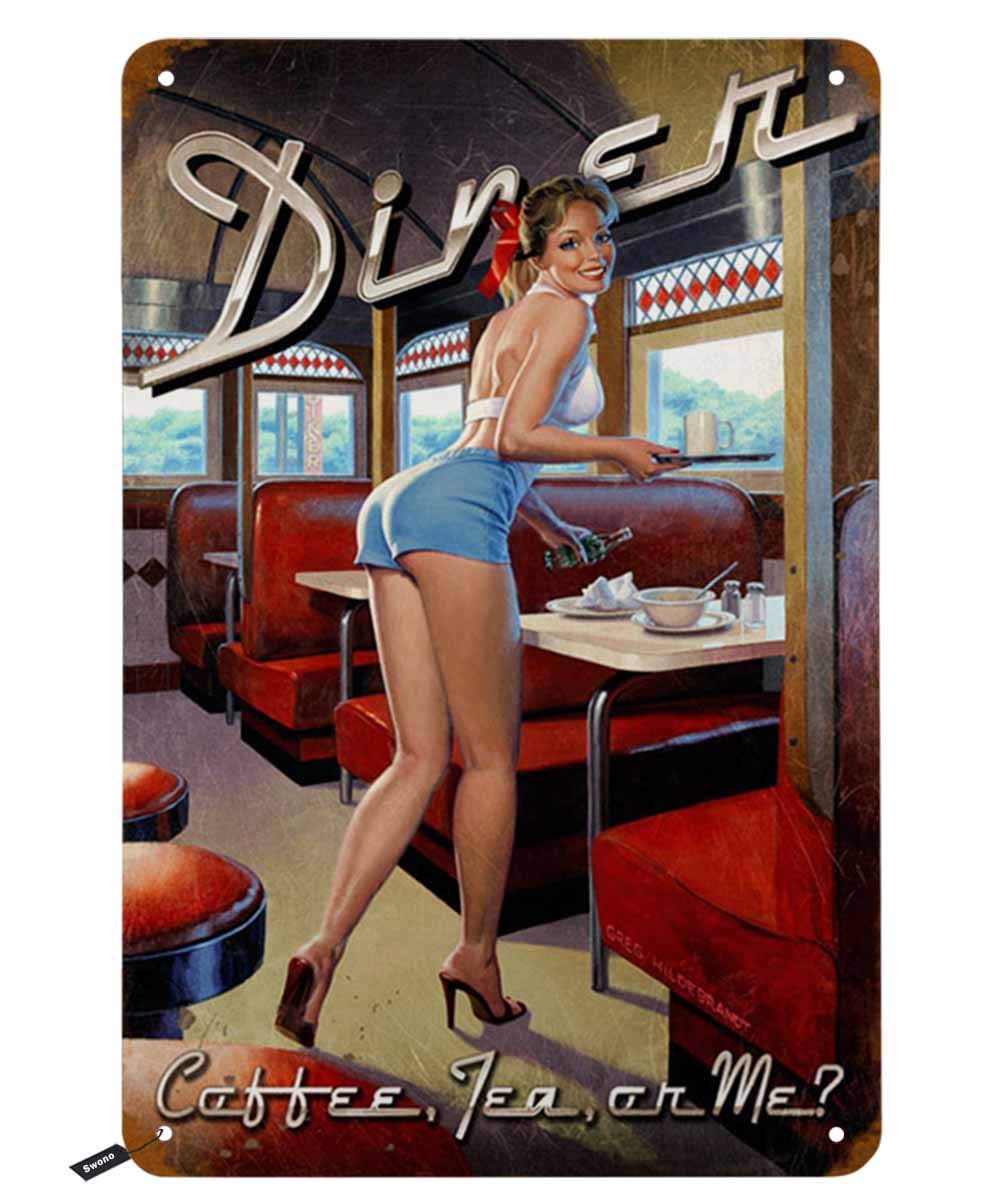 Swono Dinner Tin Signs, Pinup  - Coffee Tea Me recensie en prijs