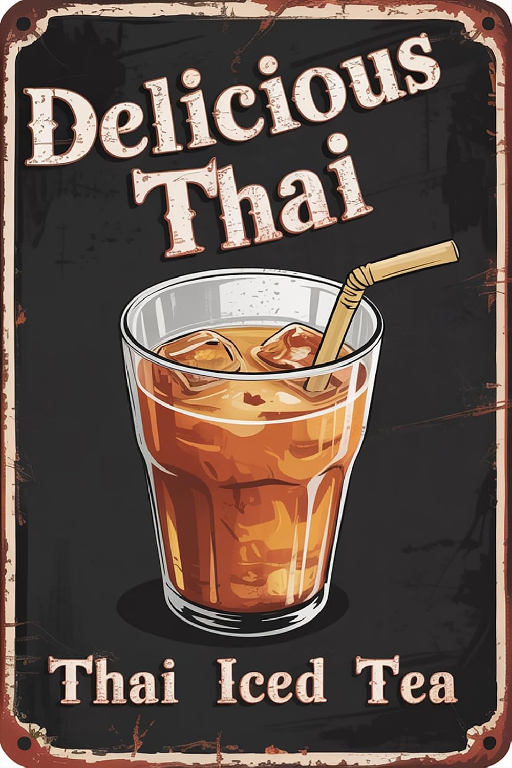 Grappige vintage metalen borde - Coffee Tea Thai recensie en prijs